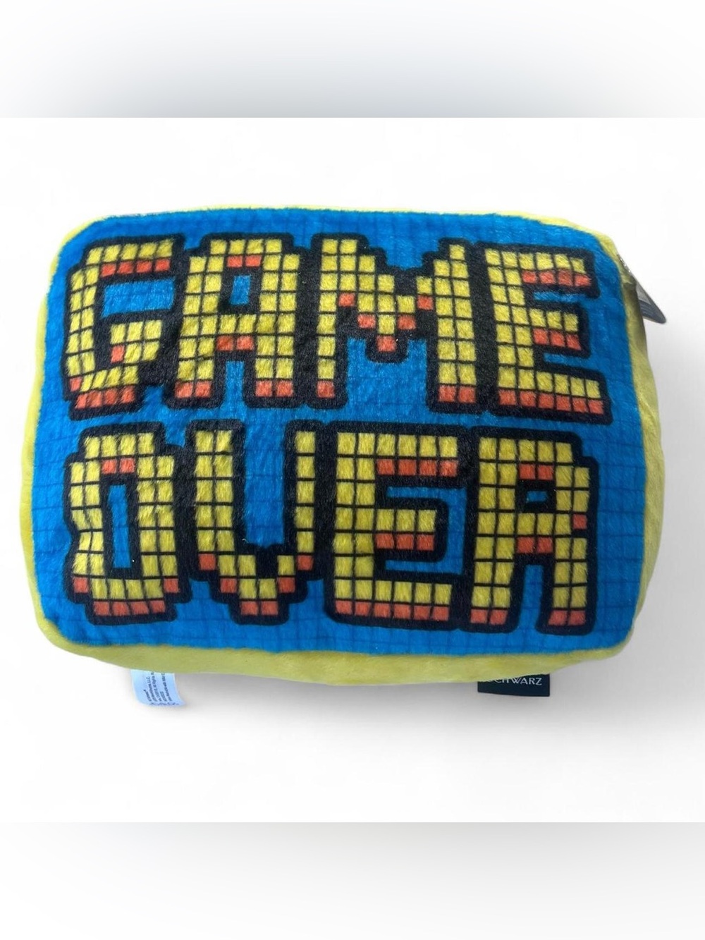 FAO Schwarz Pixel Game Over Plush Pillow Gaming Decor Soft Throw Cushion